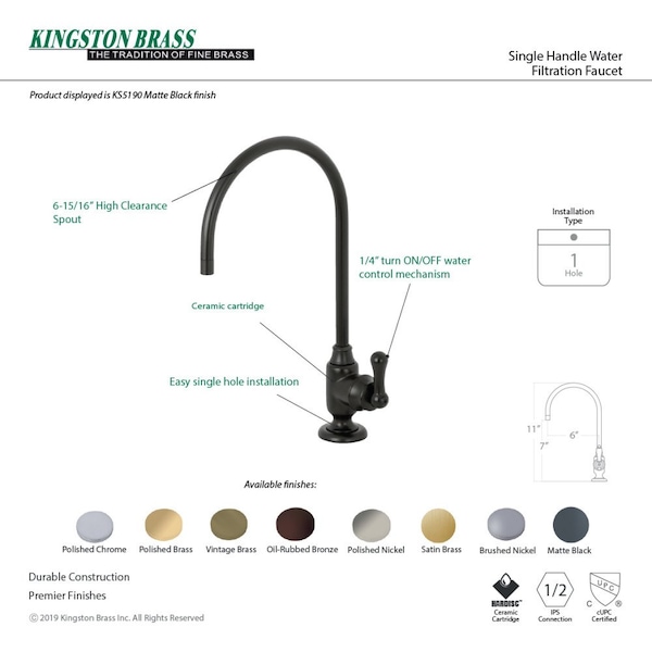 KS5198AL Royale Single-Handle Water Filtration Faucet, Brushed Nickel